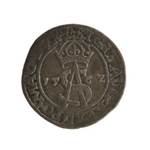 Lithuanian trojak, Sigismund II Augustus (king of Poland; 1544–1572). Obverse: under the crown a