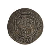 Lithuanian trojak, Sigismund II Augustus (king of Poland; 1544–1572). Obverse: under the crown a