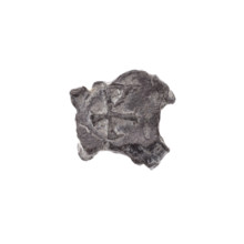 Fragment of a double-sided Drohiczyn seal. On one side, a cross with one arm ending in a triangle