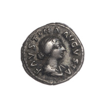 Denarius depicting Bust of Faustina II in drapery facing right, inscribed FAVSTINA AVGVSTA;