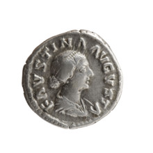 Denarius, portrait bust of Faustina the Younger in drapery facing right, inscribed FAVSTINA