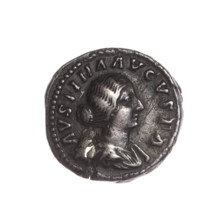 Denarius (with a hole), Faustina the Younger (ca. 130–176; Roman empress 161–176), Marcus Aurelius
