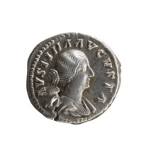 Denarius (with a hole), Faustina the Younger (ca. 130–176; Roman empress 161–176), Marcus Aurelius