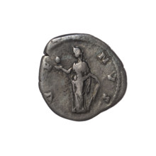 Denarius of Faustina the Younger (ca. 130–176; Roman empress 161–176; Augusta 147–161). Obverse: