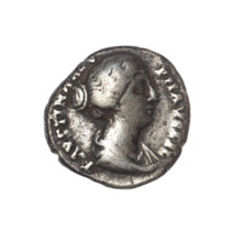 Denarius depicting Faustina the Younger (ca. 130–176; Roman empress 161–176; Augusta), obverse: