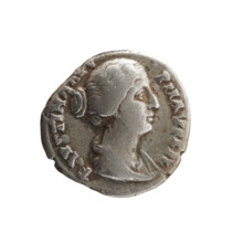 Denarius of Faustina the Younger (ca. 130–176; Roman empress 161–176; Augusta 147–161). Obverse: