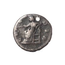 Denarius (with a hole), Lucilla (149–182; Roman empress 164–169), Lucius Verus (130–169; Roman
