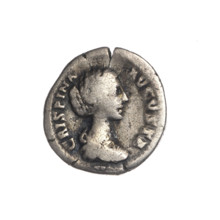 Denarius of Crispina (164–192?, Roman empress 178–192) and Commodus (161–192, Roman emperor