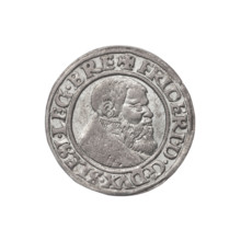 Obverse: Male bust turned right, with a beard and sideburns, in a coat with a wide collar; in the