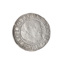 Obverse: Male bust turned right, with a beard and sideburns, in a coat with a wide collar; in the