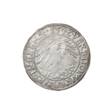 Obverse: Male bust turned right, with a beard and sideburns, in a coat with a wide collar; in the