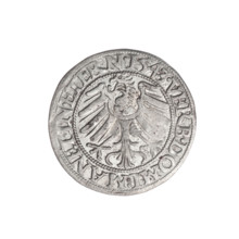 Obverse: Male bust turned right with beard and sideburns, wearing a coat with a wide collar; in the