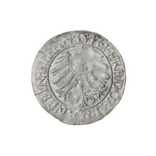 Male bust turned right, with a beard and sideburns, wearing a coat with a wide collar. Obverse rim