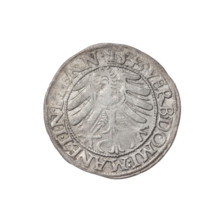 Obverse: Male bust turned right, with a beard and sideburns, wearing a coat with a wide collar; in