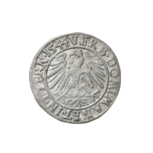 Male bust in armour turned right with a beard and sideburns; obverse rim between pearly borders