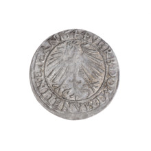 Obverse: Male bust in armour turned right, with a beard and sideburns; in the rim between pearly