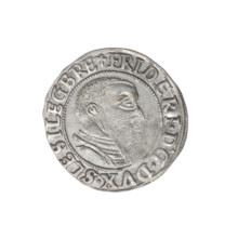Obv. Male bust in armour turned right with beard and sideburns, in the rim between the pearly
