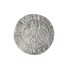 Artist: Stoltz, Michael (fl. ca. 1540–1555). Object: grosz (coin), 1544. Obverse: male bust in
