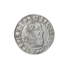 Obverse: Male bust in armour turned right with a beard and sideburns; in the rim between the pearly