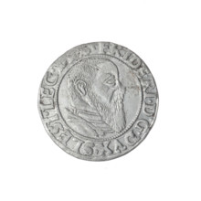Obverse: male bust in armor turned right with a beard and sideburns; in the rim between pearly