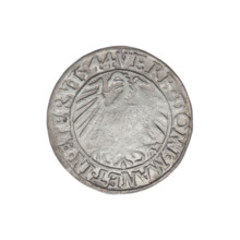 Obverse: Male bust in armour turned right with a beard and sideburns; in the rim between the pearly