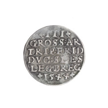 Trojak by Michael Stoltz (fl. ca. 1540–1555), 1544. Silver coin (trojak), diameter 21.2 mm, weight