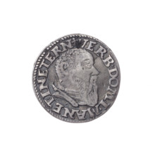 Trojak, maker Stoltz, Michael (fl. ca. 1540–1555). Obverse: male bust in armour turned right, with
