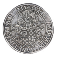 Thaler by Michael Stoltz (fl. ca. 1540–1555), 1546. Obverse: male bust of Frederick II, Duke of