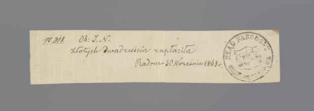 National Government receipt, registered receipt, January Uprising (1863–1864), Kingdom of Poland