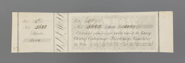 Receipt for the cashier of the Main Central National Committee, National Government; securities,
