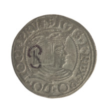 Gdansk grosz, Sigismund I the Old (King of Poland; 1506–1548). Obverse: Crowned male bust in