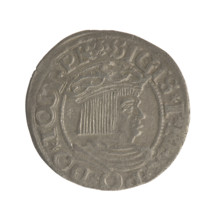 Gdansk grosz, Sigismund I the Old (King of Poland; 1506–1548). Obverse: Crowned male bust in