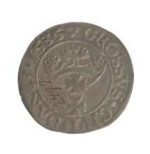Gdansk grosz, Sigismund I the Old (King of Poland; 1506–1548). Obverse: Crowned male bust in