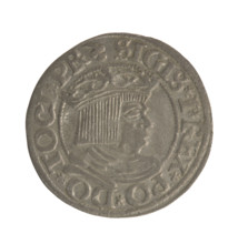 Gdansk grosz, Sigismund I the Old (King of Poland; 1506–1548). Obverse: Crowned male bust in