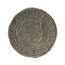 Gdansk grosz, Sigismund I the Old (King of Poland; 1506–1548). Obverse: Crowned male bust in
