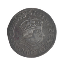 Gdansk troika, Sigismund I the Old (King of Poland; 1506–1548). Obverse: Crowned male bust in