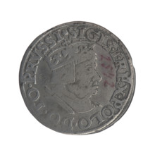 Gdansk troika, Sigismund I the Old (King of Poland; 1506–1548). Obverse: Crowned male bust in
