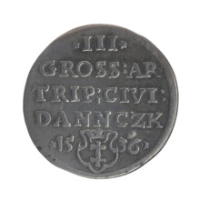 Gdansk troika, Sigismund I the Old (King of Poland; 1506–1548). Polish coin, Jagiellonian dynasty.