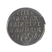 Gdansk trojak, Sigismund I the Old (King of Poland; 1506–1548), Polish coin, Jagiellonian dynasty;