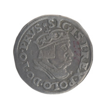 Gdansk trojak, Sigismund I the Old (King of Poland; 1506–1548). Obverse: Crowned male bust in