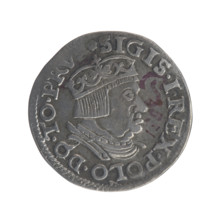 Gdansk trojak, Sigismund I the Old (King of Poland; 1506–1548). Obverse: Crowned male bust in