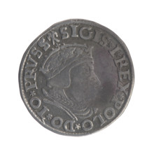 Gdansk troika, Sigismund I the Old (King of Poland; 1506–1548). Obverse: Crowned male bust in