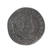 Gdansk troika, Sigismund I the Old (King of Poland; 1506–1548). Obverse: Crowned male bust in