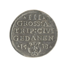 Gdansk trojak, Sigismund I the Old (King of Poland; 1506–1548). Obv.: Crowned male bust in profile
