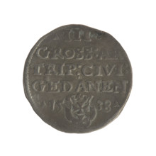Gdansk troika, Sigismund I the Old (King of Poland; 1506–1548). Obverse: Crowned male bust in