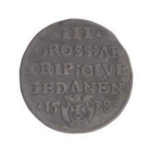 Gdansk troika, Sigismund I the Old (King of Poland; 1506–1548). Polish coin, Jagiellonian dynasty.