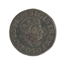 Gdansk trojak, Sigismund I the Old (King of Poland; 1506–1548). Obverse: Crowned male bust in