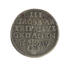 Gdansk trojak, Sigismund I the Old (King of Poland; 1506–1548). Obv.: Crowned male bust in profile