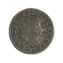Gdansk troika, Sigismund I the Old (King of Poland; 1506–1548). Obverse: Crowned male bust in
