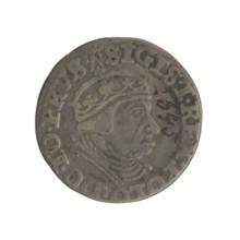 Gdansk trojak, Sigismund I the Old (King of Poland; 1506–1548). Obverse: crowned male bust in